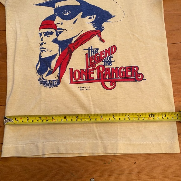 The Legend or the Long Ranger Vintage butter yellow and navy trim tshirt. - Picture 2 of 7
